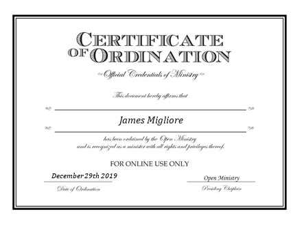 Ordained Minister James Migliore