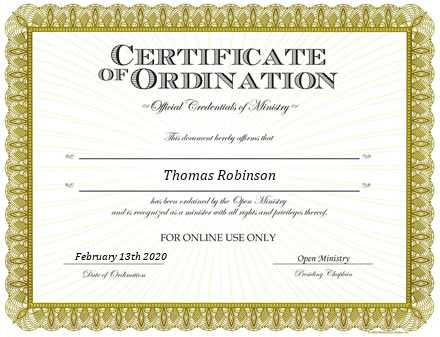 Ordained Minister Thomas Robinson