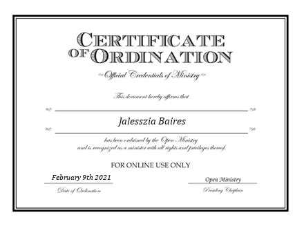 Ordained Minister Jalesszia Baires