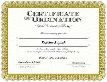 Ordained Minister Kristine English