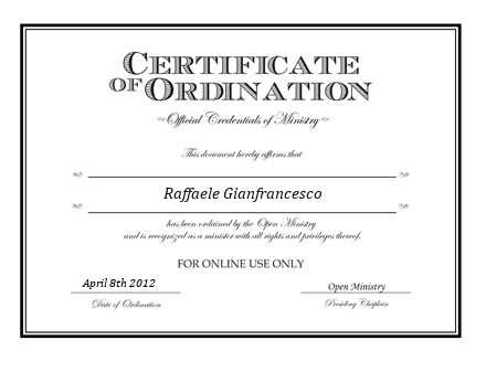 Ordained Minister Raffaele Gianfrancesco