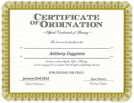 Ordained Minister Anthony Caggiano