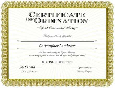 Ordained Minister Christopher Lambrese