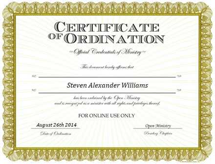 Ordained Minister Steven Alexander Williams