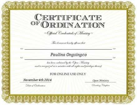 Ordained Minister Paulina Ongsingco