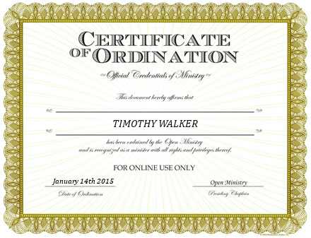 Ordained Minister TIMOTHY WALKER