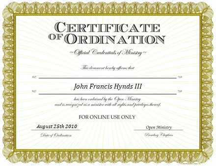 Ordained Minister John Francis Hynds III