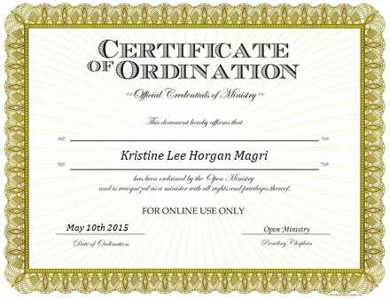 Ordained Minister Kristine Lee Horgan Magri